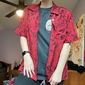 100% Silk Vintage Short Sleeve Button Down